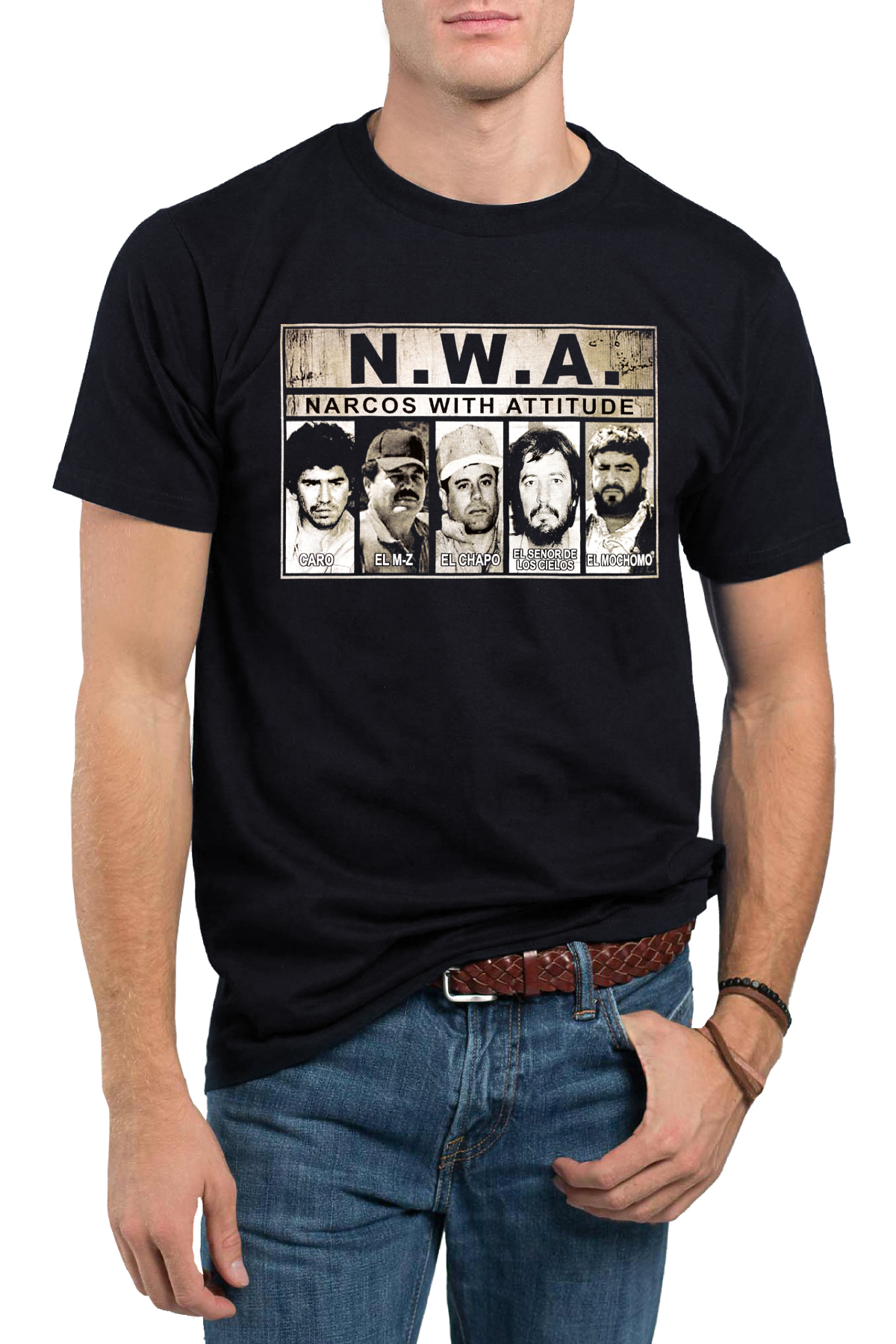 Narcos With Attitude Novelty Art Mexican American Power Graphic T-Shirt ...